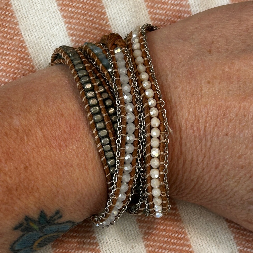 Nakamol Silver and Cream Beaded Bracelet
